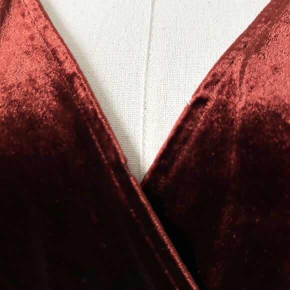 A.L.C. Carlo Velvet Wrap Mini Dress Cognac Red Size 12 - Picture 10 of 10